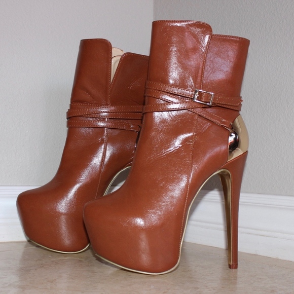 camel high heel boots